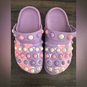 Kids’ Size 13.5 Pop-It Bubble Clogs – Purple, Pink & White